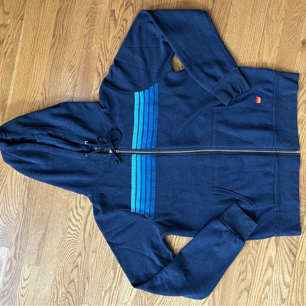 5 stripe Aviator Nation Zip Hoodie